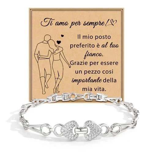 Offerta a tempo: FANCIBAND Bracciale Donna Cuore Argento Regolabile, Bracciali Donna Ti Amo Regalo Fidanzata Moglie Coppia Anniversario Compleanno Matrimonio Natale Regalo San Valentino per Lei — 20% da 9,98 € a 7,98 €