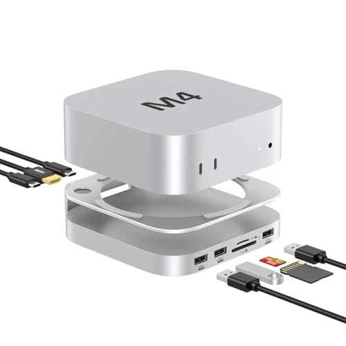 Offerta a tempo: AKKYAJAURE Docking Station per Mac Mini M4/M4 Pro, 10 in 1 Hub e supporto in alluminio con custodia SSD M.2 NVMe, HDMI 4K60Hz10 Gbps USB-A*2, lettori di schede SD/TF, USB 2.0 (MC60-HDMI) - 29% da 64.59 € a 45.99 €