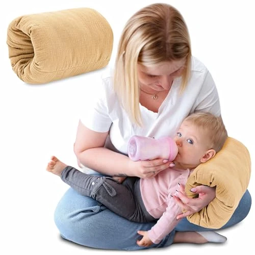 Tijdelijke aanbieding: Borstvoedingskussen Voedingskussen Armkussen Baby - 20 cm Mousseline Reis Onderweg Positioneringskussen Zachte Katoen Afneembare Hoes Moeder Kind Stillmuff Oeko-Tex Beige van 25.99 EUR naar 25.99 EUR (korting 0%)