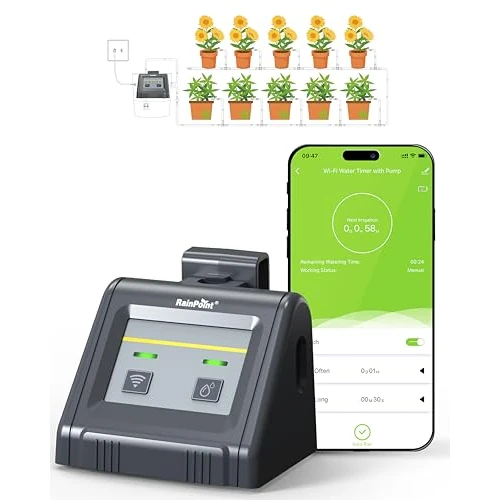 RAINPOINT Wi-Fi automatyczne urządzenie do nawadniania kropelkowego z pompą, WiFi automatyczny system nawadniania