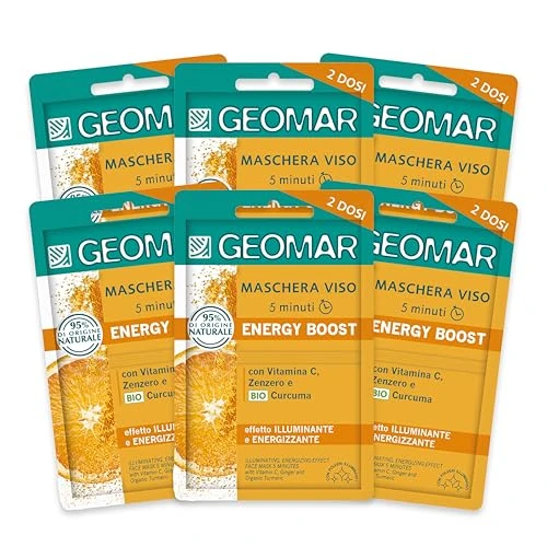 Offerta a tempo: GEOMAR | Maschera Viso Energy Boost, 5 minuti, Made in Italy, 6 x 15 ml - 47% da 15.99 € a 8.43 €