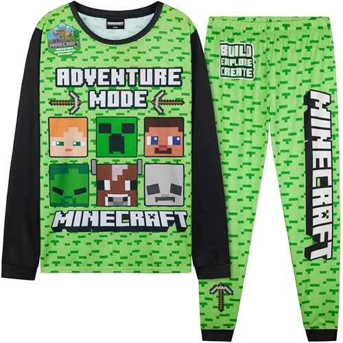 Oferta limitada: Get Trend Fortnite Pijama Niño Manga Larga, Conjunto Pijama para Niños y Adolescentes, Lounge Set Cálido, Ropa de Dormir, Regalo Gamer (13-14 Años, Verde Minecraft) de 27.99 € a 18.53 € (ahorro 34%)