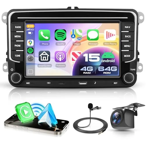 Offerta a tempo: VECHTEL4G+64G Android 15 Autoradio per VW Golf 5 6 Passat Jetta Caddy EOS T5 Tiguan Touran CC Polo — 15% da 169,99 € a 144,49 €