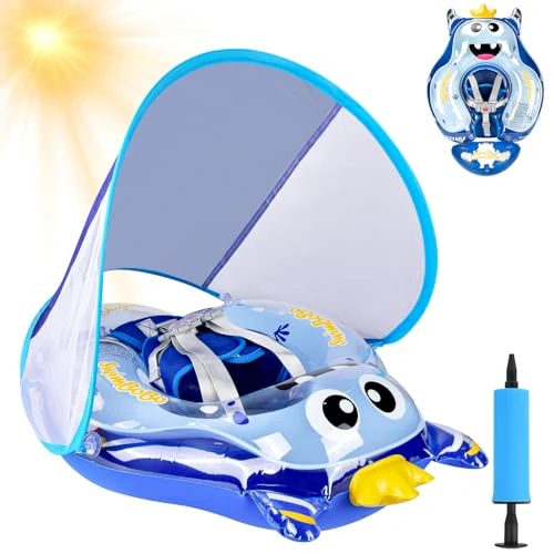 Oferta limitada: YOOHBERRYS Flotador Bebe con Sombrilla UPF 50+, Flotador Inflable Piscina Bebés, FlotadorInflable para Bebé con Asiento Seguridad, Flotadorde Piscina para Bebé 6-36 Meses (Azul) de 34.99 € a 32.99 € (ahorro 6%)