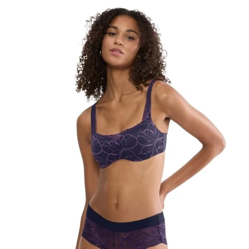 Triumph Body Make-up Illusion Lace Balconette Bra, Bleu de Prusse, 85D Femmes