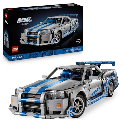 LEGO Technic 2 Fast 2 Furious Nissan Skyline GT-R (R34) Auto Bouwpakket voor Volwassenen - Automodel met Driftfunctie, Besturing, Ophanging en 6-cilinder Motor - Cadeau voor Fans van de Films - 42110