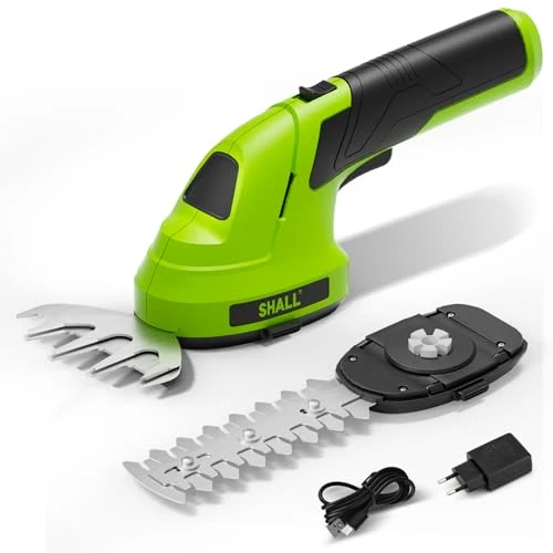 Offerta a tempo: SHALL Forbici per erba senza fili, tagliasiepi, forbici elettriche per arbusti da 7,2 V, tagliaerba portatile 2 in 1 - 0.00% da 36.99 € a 36.99 €