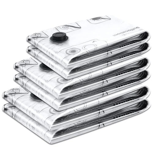 ETROBOT 6 worków próżniowych na ubrania (2 duże 80 x 60 cm + 2 średnie 70 x 50 cm + 2 małe 60 x 40 cm) worki próżniowe kołdry na ubrania, prześcieradło, kołdry, poduszki, koce, podróże, przeprowadzki