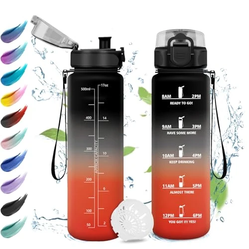 Zeitlich begrenztes Angebot: Trinkflasche Kinder Auslaufsicher 500ml, Wasserflasche Kohlensäure Geeignet, Sport Trinkflasche mit Zeitmarkierung, Trinkflasche mit Filter, Perfekt für Kindergarten, Schule, Büro, Picknick von 10.68 € auf 9.16 € (14% Rabatt)