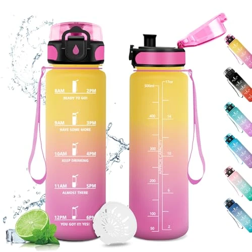 Offre limitée : Gourde Enfant, Gourde Sport 500ml, Petite Gourde sans BPA, Étanche, Bouteille d'eau avec Marqueur de Temps et Filtre, pour Enfant, Garçon, Fille, Maternelle, l'école, Sport, Camping, Yoga, Gym de 14.03 EUR à 10.10 EUR (remise 28%)