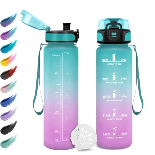 Limited-time offer: 500ml Kids Water Bottle with Filter Easy Clean Leak-Proof Motivational Water Bottle with Time Indicator for Office School Kids Gym from 12.46 GBP to 12.46 GBP (save 0%)