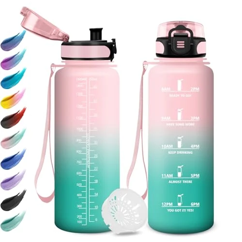 Offre limitée : Gourde Sport 1,5L, Gourde avec Filtre, Bouteille Motivation avec Marqueur de Temps, Étanche et Réutilisable, Bouteille pour Voyage, l'école, Cyclisme, Bureau, Camping, Course à Pied, Extérieur de 17.99 € à 17.99 € (0.00% de remise)