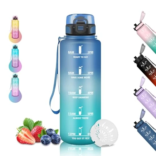 Oferta limitada: Grsta Botella Agua 1.5L, Gimnasio, Reutilizable, a Prueba de Fugas, con Marca de Tiempo, para Senderismo, Bicicleta, Yoga, Cámping, Deporte de 13.99 € a 13.99 € (ahorro 0.00%)