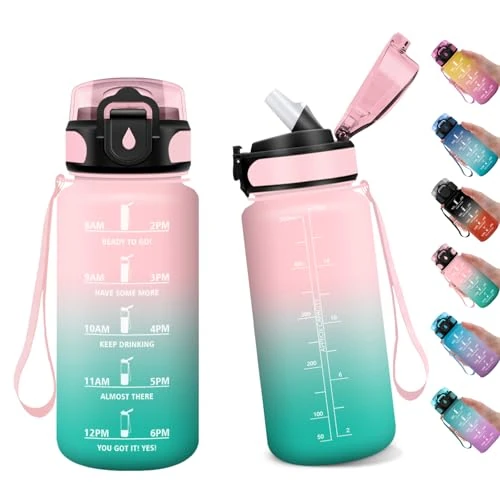 Limited-time offer: Sports Water Bottle, 500 ml, Suitable for Carbonated Drinks, Sports Water Bottle, Leak-Proof with Time Marking, Drinking Bottle with Straw, Sports Bottle for Fitness, Gym, School, Outdoor, Yoga from 14.30 £ to 14.30 £ (save 0.00%)