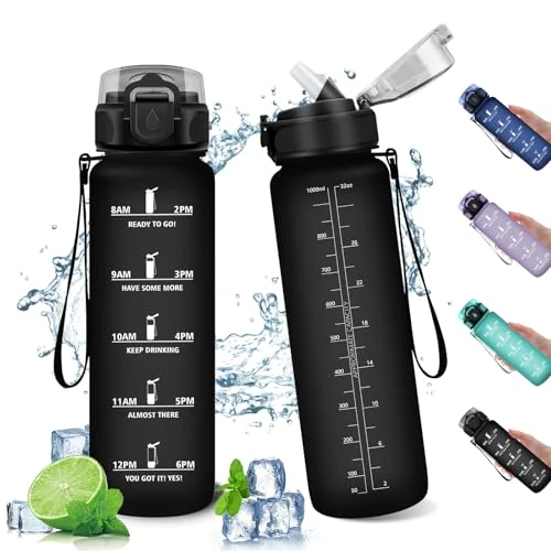 Offerta a tempo: Borraccia Sportiva 1L, Borraccia Palestra con Cannuccia — 10% da 14,99 € a 13,49 €