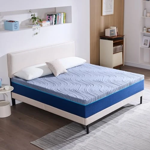 Hiimgo Materac podwójny 160 x 190 cm, pianka memory, wysokość 16 cm, ortopedyczny, średni twardy, 7 stref komfortowych, odciążenie, punkty nacisku, materac ortopedyczny podwójny