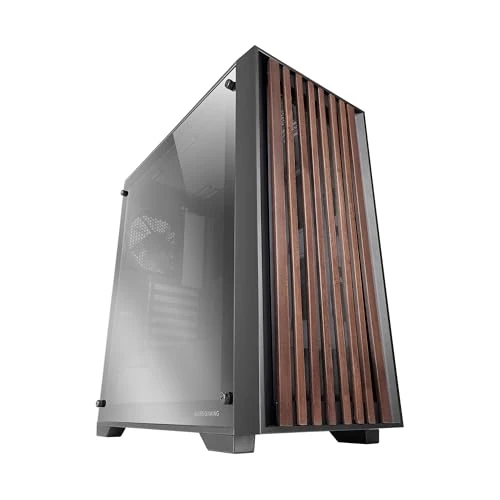 Tijdelijke aanbieding: Mars Gaming MC-WOOD, ATX-PC Behuizing, Houten Frontpaneel, Zijpaneel van Verchroomd Glas, 120mm FDB-ventilator, Waterkoeling Ondersteuning tot 360mm, Dubbele Kamer, Kabelbeheer, Semi-Tower PC, Zwart van 85.35 € naar 85.35 € (0.00% k