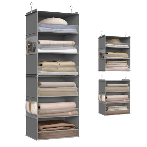 Offre limitée : SONGMICS Étagère Suspendue, Penderie, Pliable, Gain de Place, Crochets en Métal, Plaque de Renfort en Bambou, Gris Tourterelle RCH007G01 de 18.99 EUR à 14.55 EUR (remise 23%)