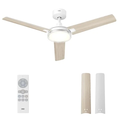 Offerta a tempo: DREO ventilatore da soffitto con luce e telecomando 132 cm, ventilatore bianco, 5 temperature colore CCT, LED dimmerabile a 6 livelli, 6 velocità, motore CC reversibile silenzioso, timer 1/4/8 h - 15% da 129.99 € a 110.49 €