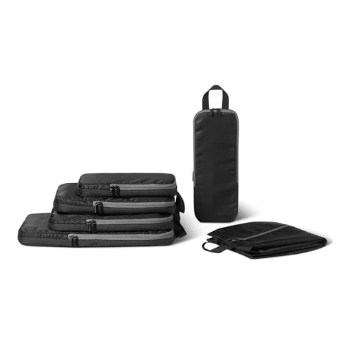 Offerta a tempo: Amazon Essentials Cubi Organizer da Viaggio Ultraleggeri con Zip e Compressione, Confezione da 6, Nero - 9% da 17.35 € a 15.72 €