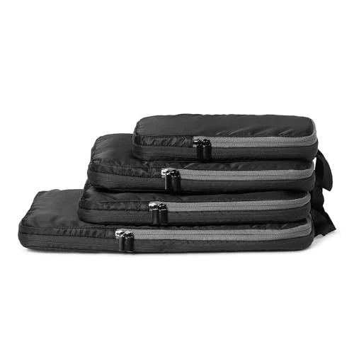 Tijdelijke aanbieding: Amazon Essentials Ultralichte Compressie Pakking Kubussen met Rits, 4 Stuks, Zwart van 15.95 € naar 15.95 € (0.00% korting)