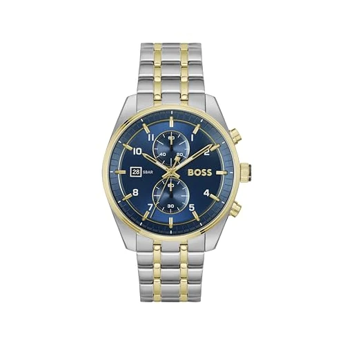 BOSS Chronograph Quartz horloge voor heren SKYTRAVELLER-collectie met leren of roestvrijstalen band