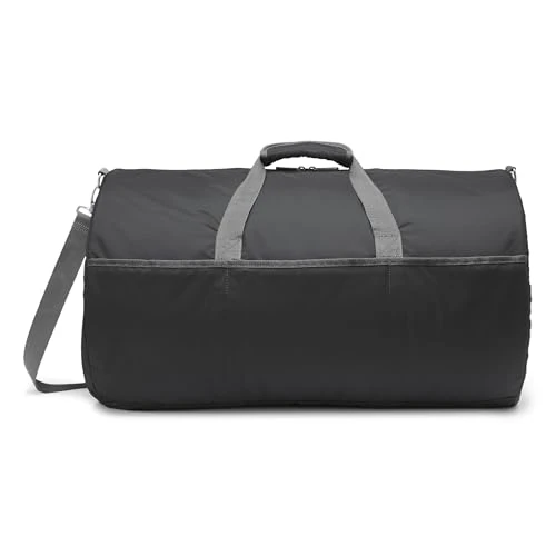 Amazon Essentials 63,5cm große Faltbare Nylontasche für Reisen/Aufbewahrung mit Reißverschlusstaschen, 15,9kg Kapazität, Schwarz