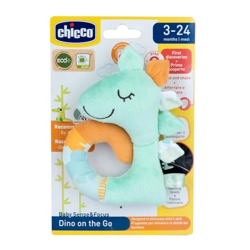 Limitiertes Angebot: Chicco Soft Rassel Dinosaurier, Aus weichem recyceltem Stoff, mit Rassel im Inneren, leicht zu greifen, um an Kinderwagen oder Autositz zu befestigen, 3-24 Monate von 8.90 EUR auf 8.90 EUR (Spare 0%)