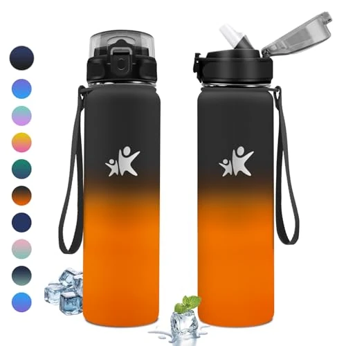 Zeitlich begrenztes Angebot: KollyKolla Thermosflasche 1L, Trinkflasche BPA-Frei, Isolierflasche mit Strohhalm, Einhandöffnung, Auslaufsicher Doppelwandig Thermoskanne, Wasserflasche für Fitness, Laufen, Büro, Kinder, Sport von 20.99 € auf 15.50 € (26% Ra