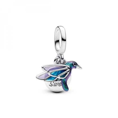 PANDORA Moments Kolibri Doppelter Charm-Anhänger aus Sterling Silber, Kompatibel Me und Moments Anhänger, 793746C01