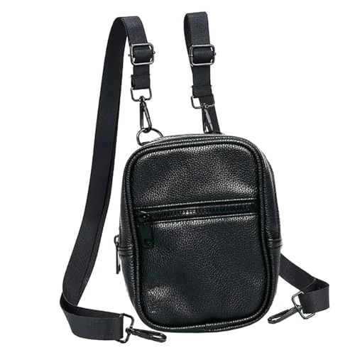 ANPTER Schoudertas voor heren en dames, casual, waterdicht, messenger bag voor dagelijks gebruik, outdoor, trekking, werk, reizen, schoudertas, Zwarte leren schoudertas, uniseks