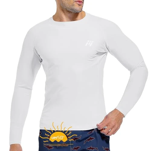 Offerta a tempo: MEETWEE Maglietta da Uomo Rash Guard Rash Vest da Uomo a Maniche Lunghe,Protezione UV UPF 50+,ad Asciugatura Rapida,per Nuoto,Surf,Sport Acquatici - 18% da 21.99 € a 17.99 €