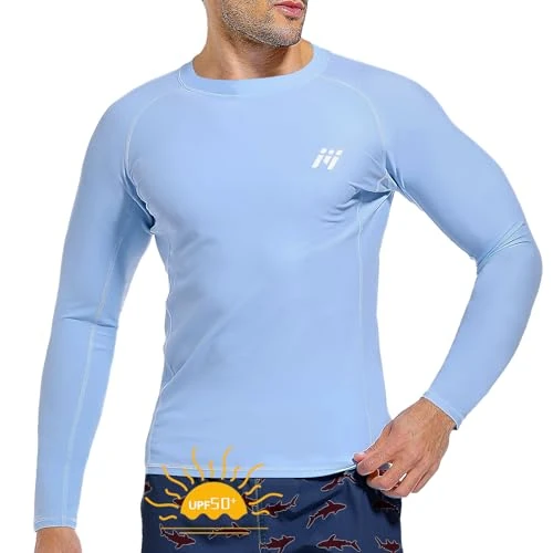 Offre limitée : MEETWEE Hauts de Bain Anti-UV Homme Rashguard Shirt,Gris-Bleu-Long,XXL de 17.00 € à 16.15 € (5% de remise)