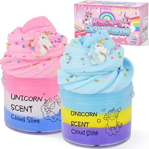 Slime Nube Unicornio 2 Pack – Kit de Slime Perfumado para Niñas, Niños y Adolescentes – Regalo Cumpleaños, Fiesta, Antiestrés, Relleno Calcetines, Preppy y Lindo Juguete Sensorial