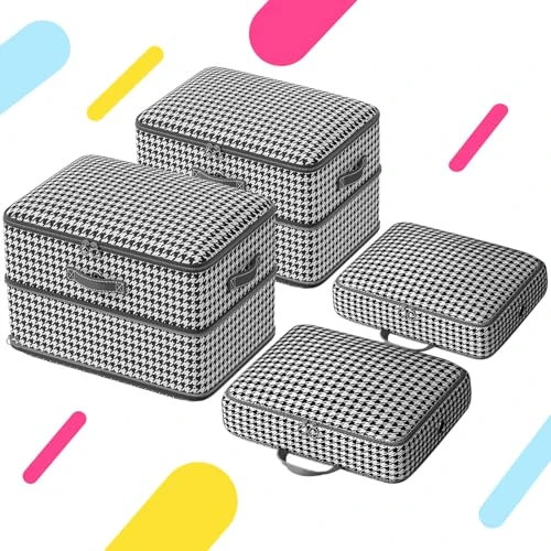 Borsa portaoggetti a compressione pied de poule (Blu Reale)