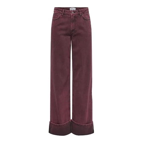 Oferta limitada: ONLY Onlmadison-Soph HW Wide Fold Up Pnt, Cabernet, (S) W x 32L Mujeres de 36.79 € a 24.07 € (ahorro 35%)