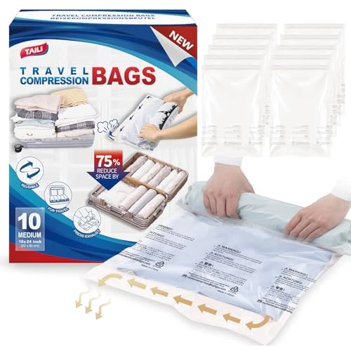 Begrenztes Angebot: TAILI Vakuumbeutel für Kleidung Reise 10 Stück 60 x 40 CM Vakuumbeutel Set Reise Wiederverwendbar und Leicht zu Tragen Vakuumierbeutel für Rucksack zum Rollen Aufbewahrungsbeutel von 15.99 EUR auf 15.99 EUR (Rabatt 0%)