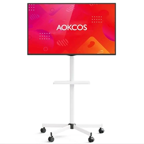 Offerta a tempo: AOKCOS Supporto TV da Pavimento Inclinabile per 32-65 Pollici, Carrello Porta TV con Ruote Altezza Regolabile, Max VESA 400x400mm Capacità 40kg - 28% da 69.99 € a 50.39 €