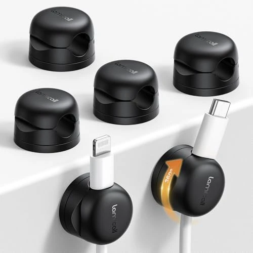 Zeitlich begrenztes Angebot: Lamicall Kabelhalter Selbstklebend, 6 Stück Kabelclips Kabelhalterung - [Upgraded 360° Drehbar] Feder Kabel Clips, [1S Klemmt] Kabelklemmen Schreibtisch für HDMI, Kabel Organizer für Tisch/Auto/Wand von 15.99 € auf 12.30 € (23