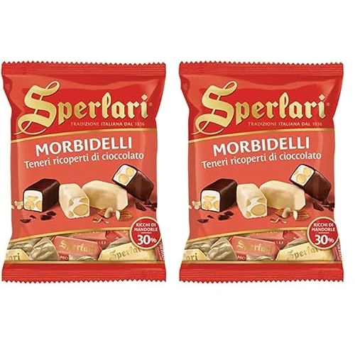 Sperlari - Torroncini Morbidelli Teneri Ricoperti Di, Senza Glutine, Cioccolato, 117 Grammo (Confezione da 2)