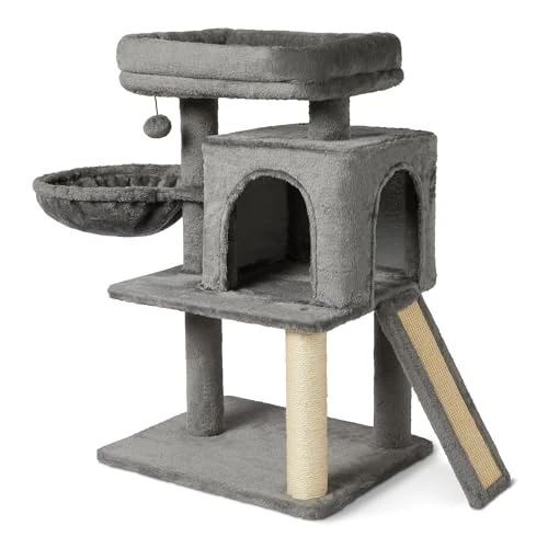 Limited offer: Amazon Basics Indoor Cat & Kittens Multi-Level Climbing Activity Tower with Scratching Posts, 2 Condos, FSC Certified, M – 31.1” (78.9cm) H, Grey from 46.56 EUR to 33.06 EUR (save 29%)