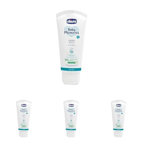 Chicco, Baby Moments Crema Corpo, con burro di Karitè e Vitamina E, Crema Corpo Bambini, 100 ml (Confezione da 4)