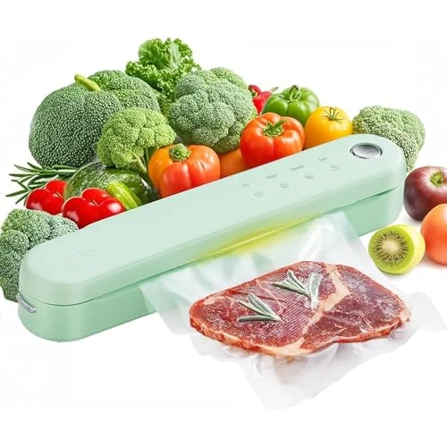 TOKIT Portable Mini Vacuum Sealer with 65kpa, 4 Preservation Modes for Longer Life, Includes Vacuum Bags and USB Cable, Lightweight and Compact, Ideal for Camping, Picnics