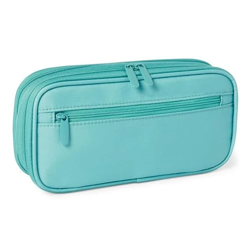 Amazon Basics Mehrzweck-Federmäppchen, Größe L, Helles Türkis