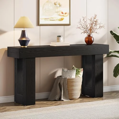 Offerta a tempo: Tribesigns Tavolo consolle lungo 160 cm, divano rettangolare dietro il divano, tavolo da fattoria per ingresso, corridoio, soggiorno (Nero) - 53% da 149.99 € a 69.99 €