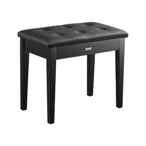 Tijdelijke aanbieding: VEVOR Pianobank, 560 x 350 x 485 mm, pianokruk met gewatteerd kussen, hoge dichtheid, houten bank, opbergvak voor muziekboeken, slaapkamer van 47.90 € naar 47.90 € (0.00% korting)