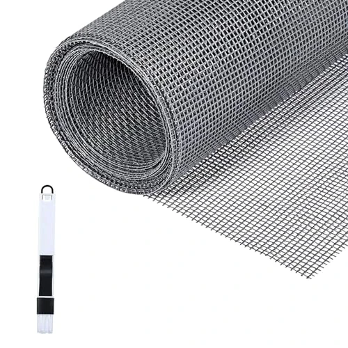 Fillis Rete Zanzariera Finestre, 150x500cm Zanzariera Telo Ricambio in Fibra di Vetro Zanzariera Rotolo Ricambio con spazzola per la pulizia, Zanzariera in Garza per Finestre Porte, Grigio