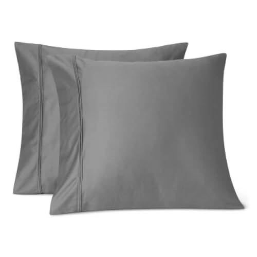 Amazon Basics Deluxe Kissenbezug, 100% Baumwolle Satin, Fadenzahl 400, 65 x 65 cm, Dunkelgrau
