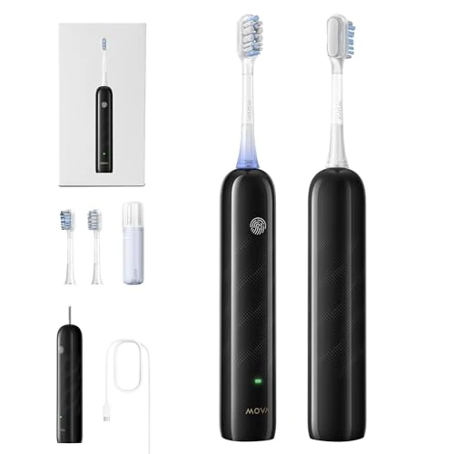 Tijdelijke aanbieding: Mova Fresh SweepDrive -elektrische tandenborstel, oplaadbare elektrische tandenborstel voor volwassenen, opladen type-C, intuïtieve drukdetectie, 3-in-1 vervangende borstelkop met houder,zwart van 99.00 € naar 43.19 € (56.37% kortin