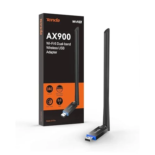 Tenda USB WLAN Stick Adapter für PC, AX900 Dualband 5/2.4Ghz, 6dBi Hochleistungsantenne, Soft-AP, MU-MIMO, WPA2, Windows 7/10/11, U11 Pro